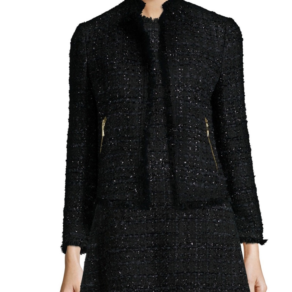 kate spade Black and Gold Blazer with Textured Fabric